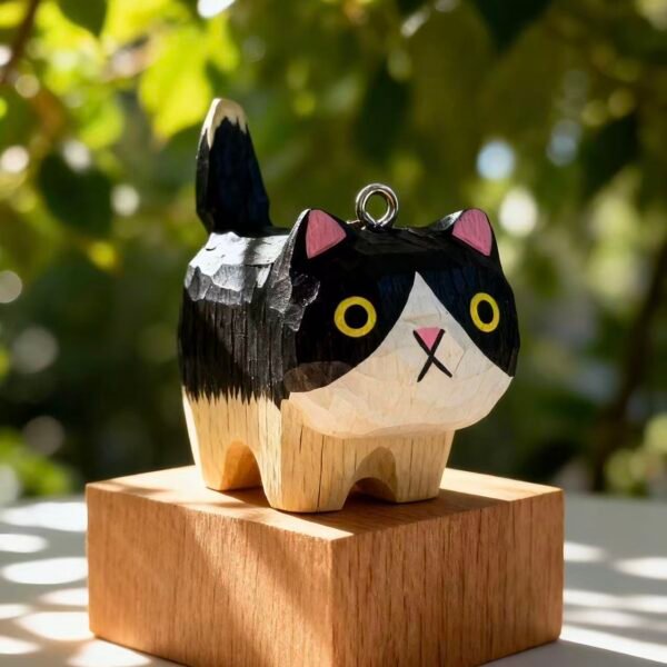 Tuxedo Cat – Painted Wood Figure