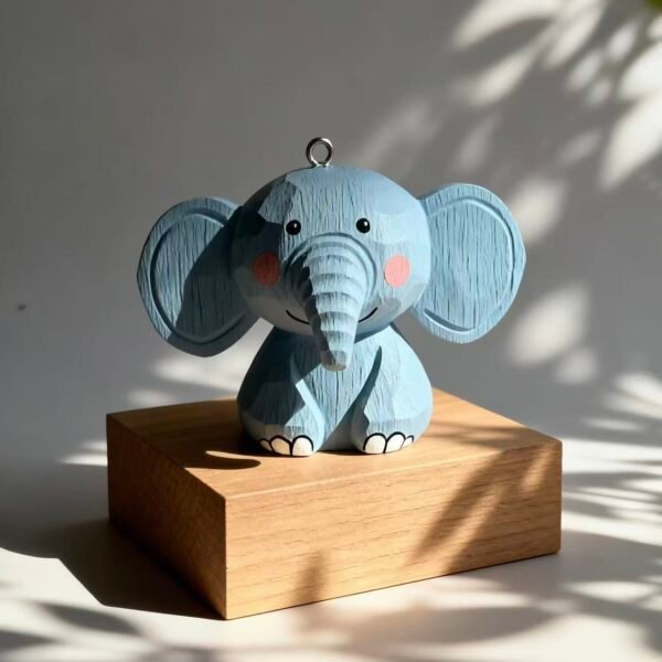 Elephant – Painted Wood Figure