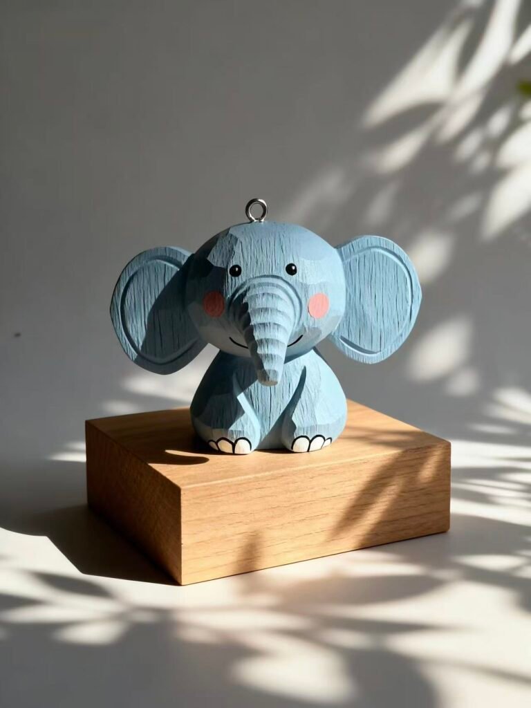 Elephant – Painted Wood Figure