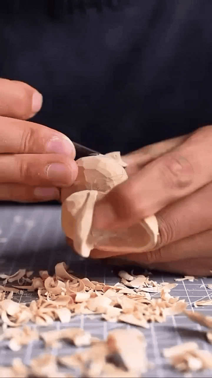 Wood carving process - Crafting magic